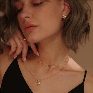 Ring Necklace Pendant Handmade 18k Gold Plated Dainty Gold Choker Layering Women